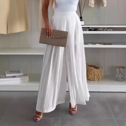 Women's Solid Color Casual Loose Pleated Skirt