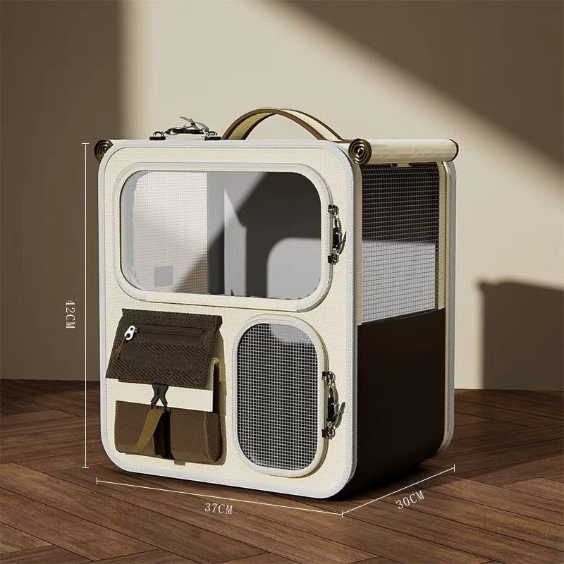 Large-Capacity Luggage-Style Cat Carrier With Multi-Functional Backpack Design