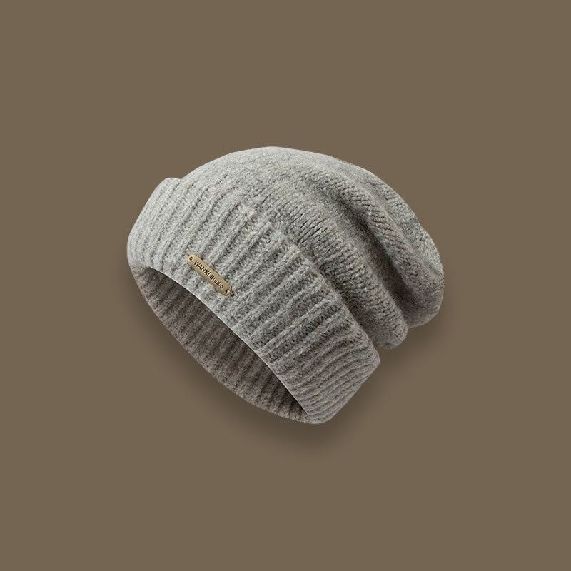 Wool Blend Solid Color Cold Warm Pile Knitted Hat Tide