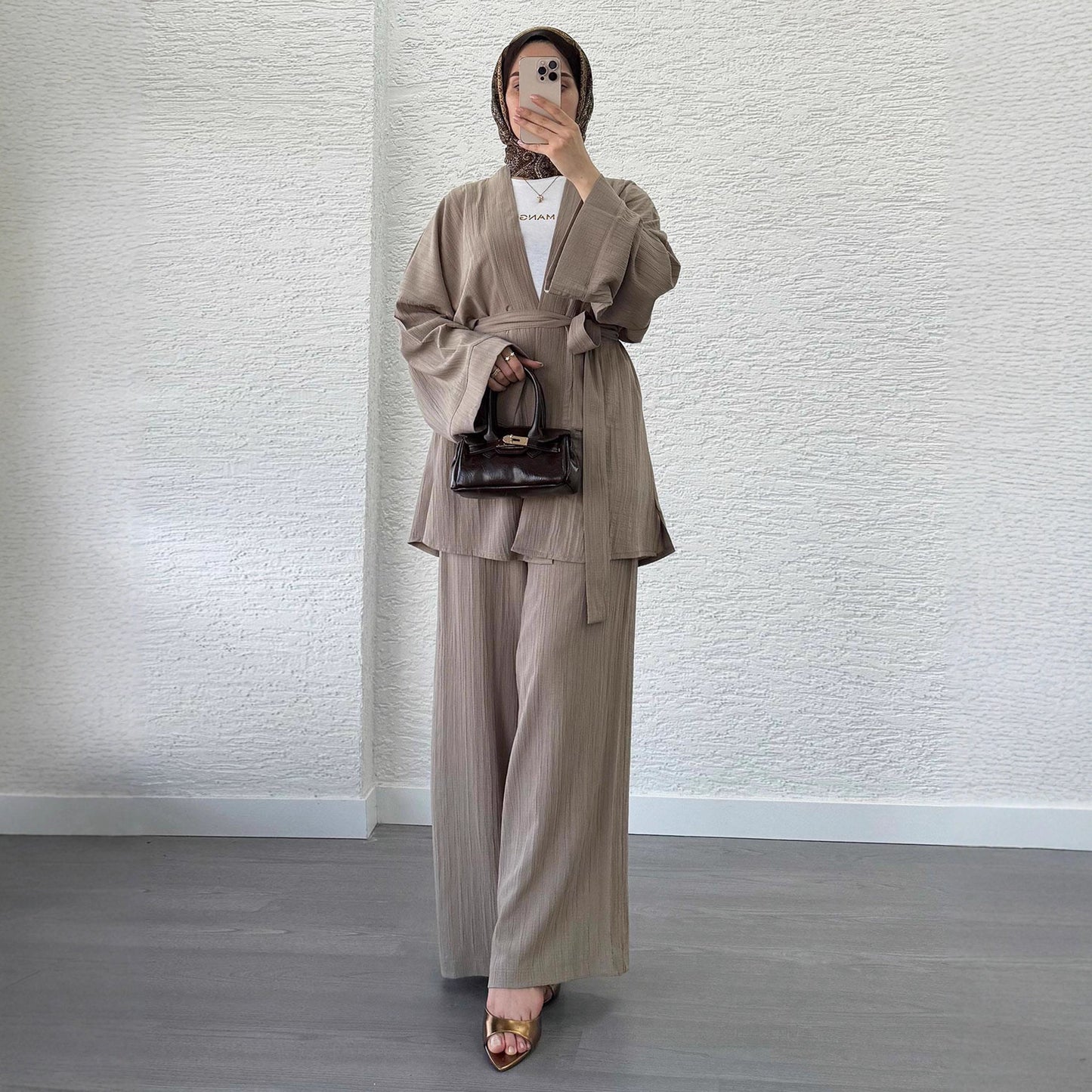 Womens Casual, Loose-fitting Cardigan And Wide-leg Pants Set