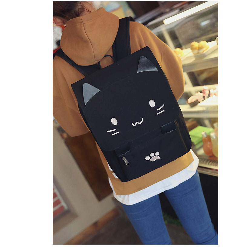 Cute cartoon cat middle school student backpack
