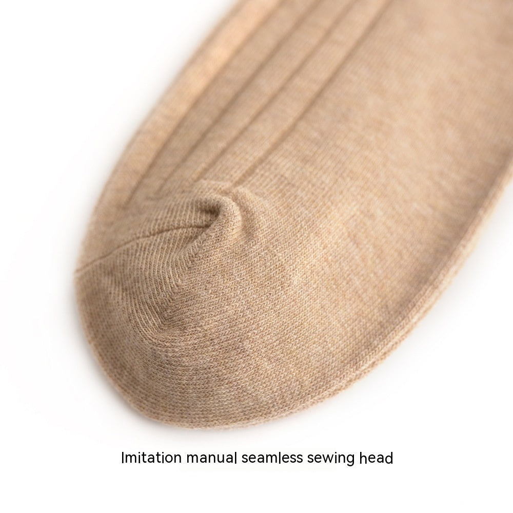 Men's Striped Combed Cotton Double Needle Plus Size Stockings