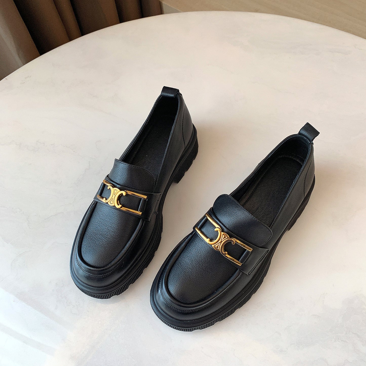 Mirror Top Layer Cowhide Loafers Women's Autumn New Leather