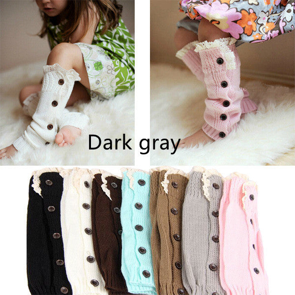 Children's Button Knitted Wool Pile Warm Foot Cover