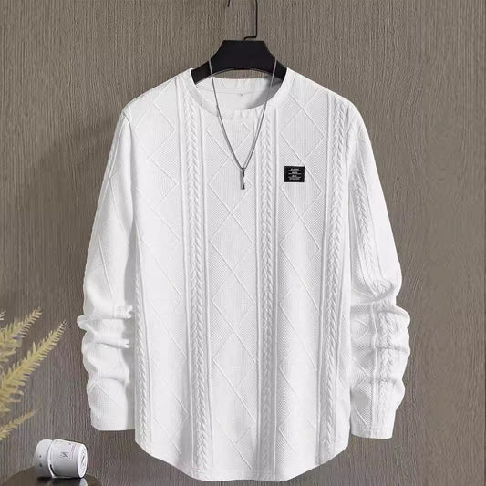 Mænds brev brystdetalje casual løs rund hals pullover langærmet