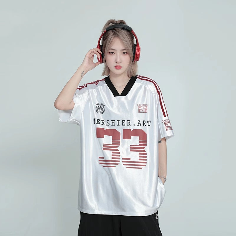 V-neck Raglan Sleeve Ice Short Sleeve T-shirt Casual Sports Jersey