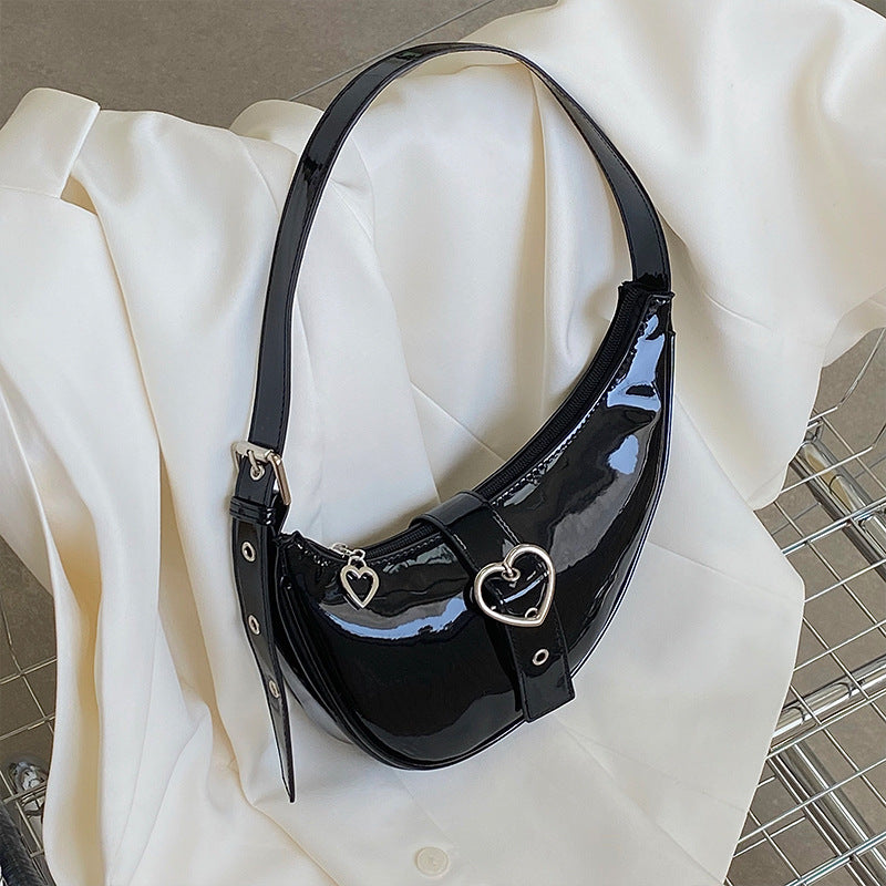 New Crescent Underarm One Shoulder Handheld Love Zipper Women's Bag