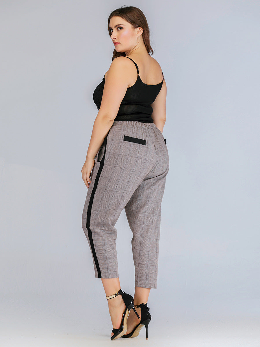 Slim Check Straight Suit Pants