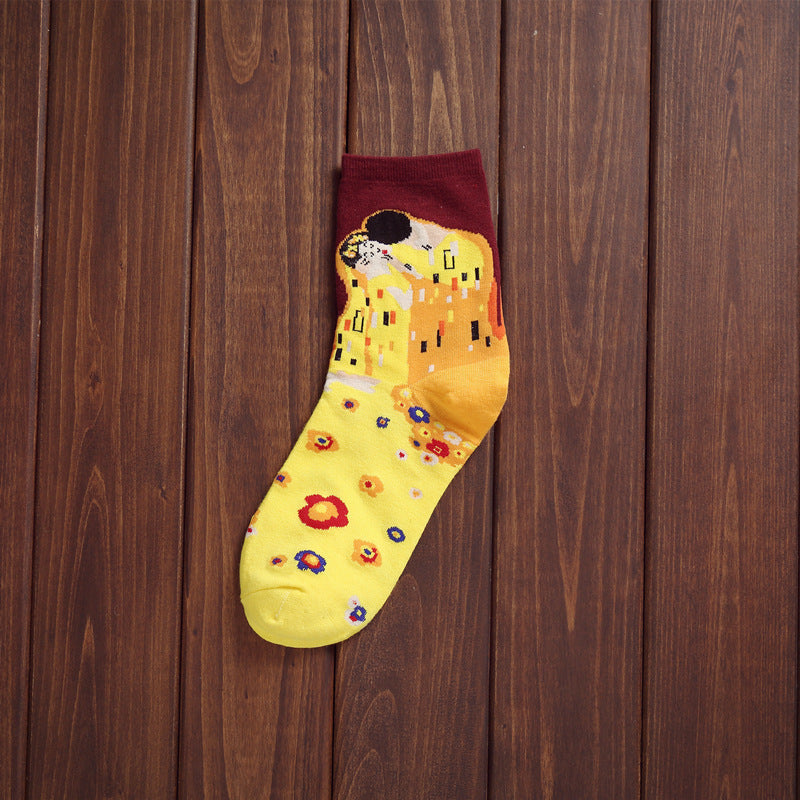 Retro Series Men's Medium Tube Literary Socks
