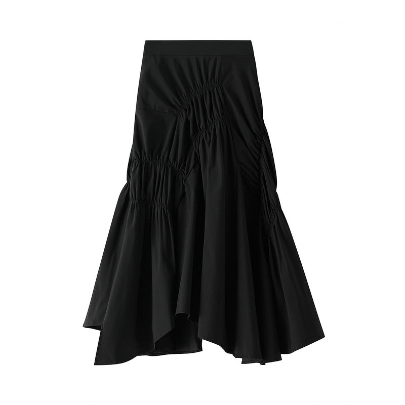 Super Hot Black White Pleated Midi Skirt