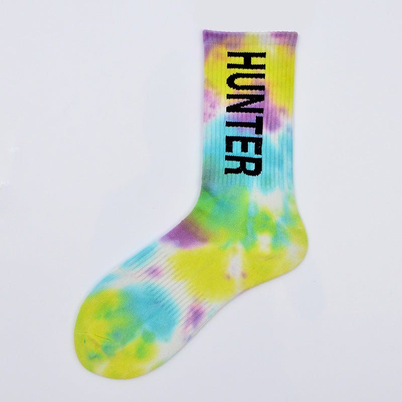 Tie-Dyed Thin Tube Socks For Men And Women