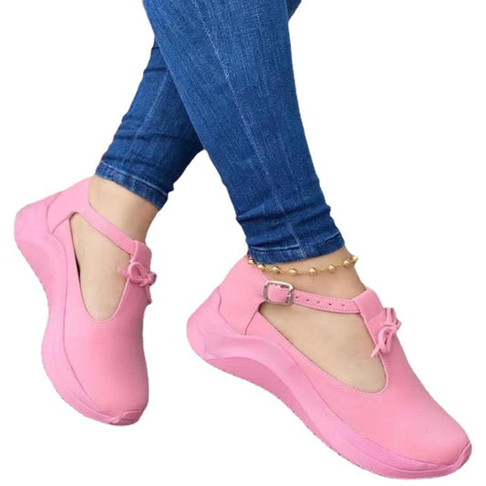 Women's Fashion Casual One Word Buckle Single Shoes