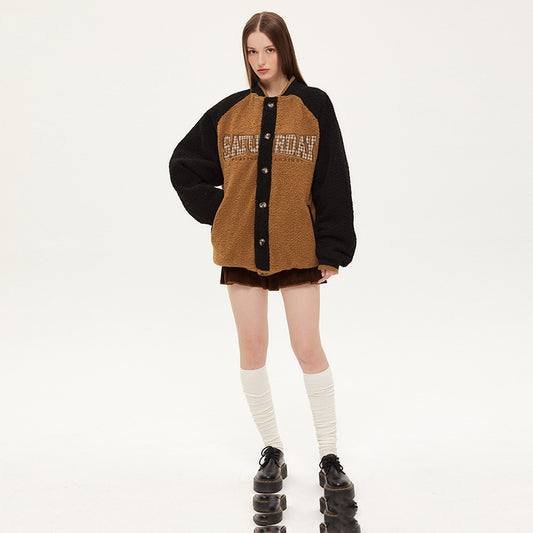 Contrast Color Raglan Sleeve Baseball Uniform Cotton Clothes Couple Wear Retro