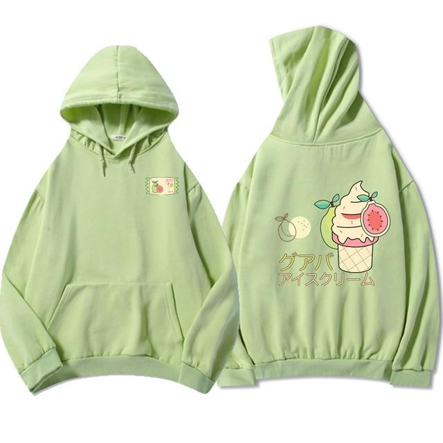Digital Creative Printing Casual Loose Ladies Hoodie Sweater Ice Cream Pattern