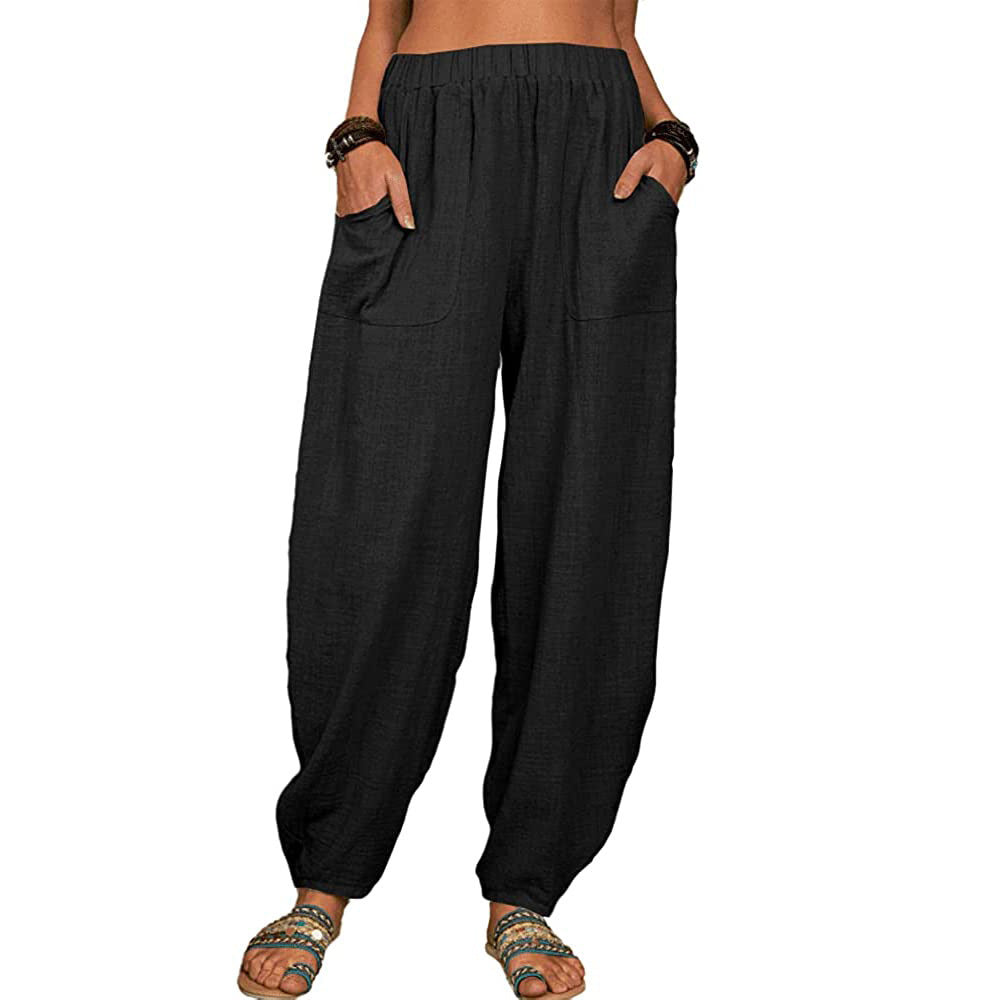 Harem Pants Summer Fashion Solid Color Pockets Trousers Womens Clothing