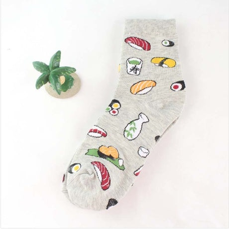 Creative Cartoon Life Food Sushi Ladies Cotton Mid-calf Length Socks Wholesale Women's Socks