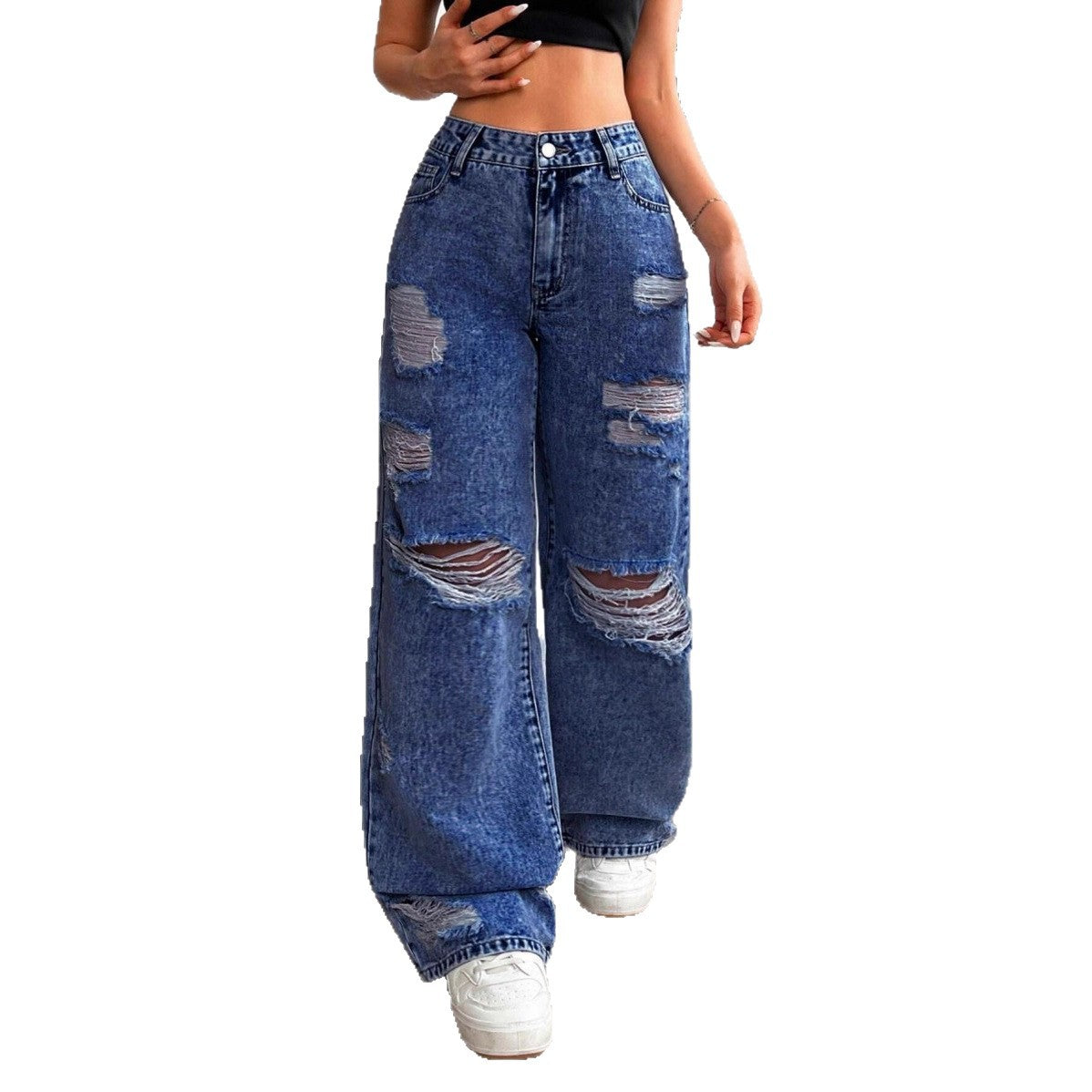 Højtaljede Lige Alsidige Slim-fit Jeans til Kvinder