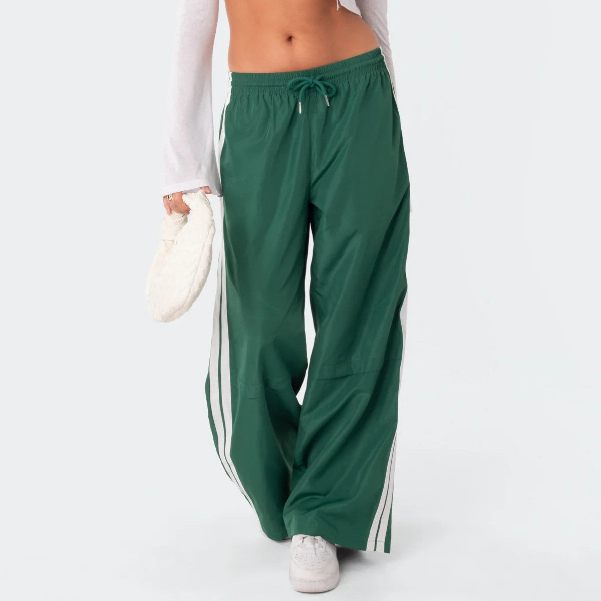 Women's Pants Striped Draping Effect Wide-legged Versatile Pants Contrast Color Mopping Casual Sports Pants