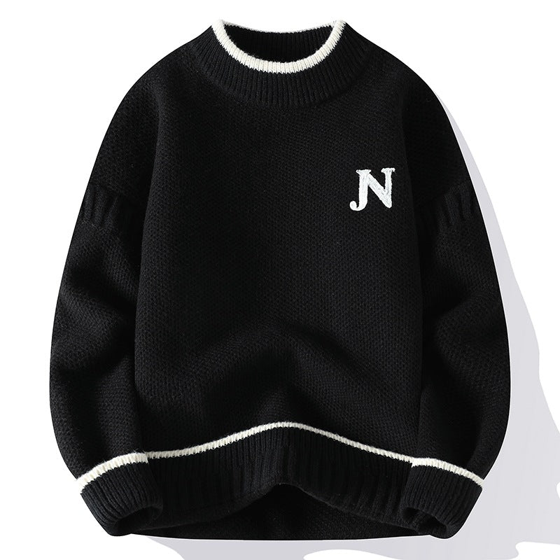 Autumn And Winter Youth Sweater Men's Thickened Round Neck Multicolor Base Knitting Cotton Jersey