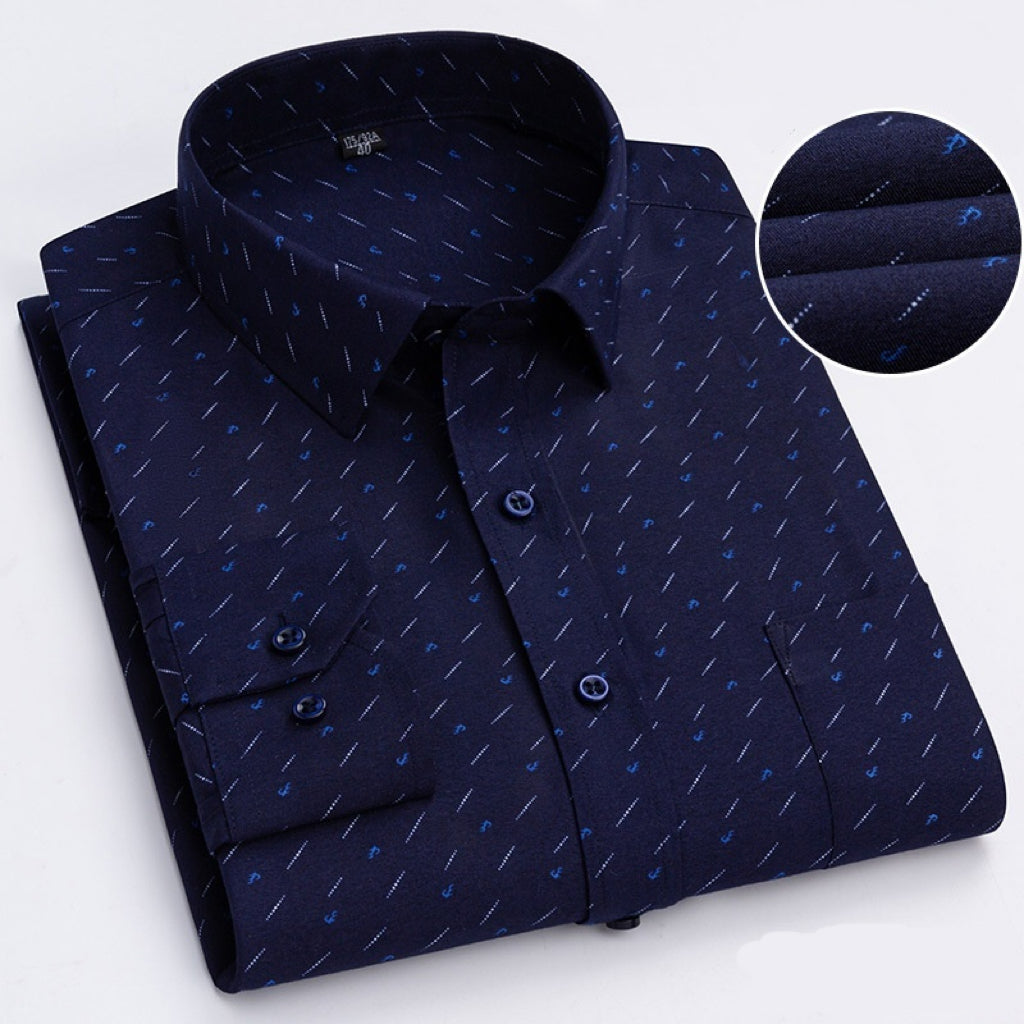 Men's Plaid Long-Sleeve Lightweight Casual Shirt For Middle-Aged And Elderly Men