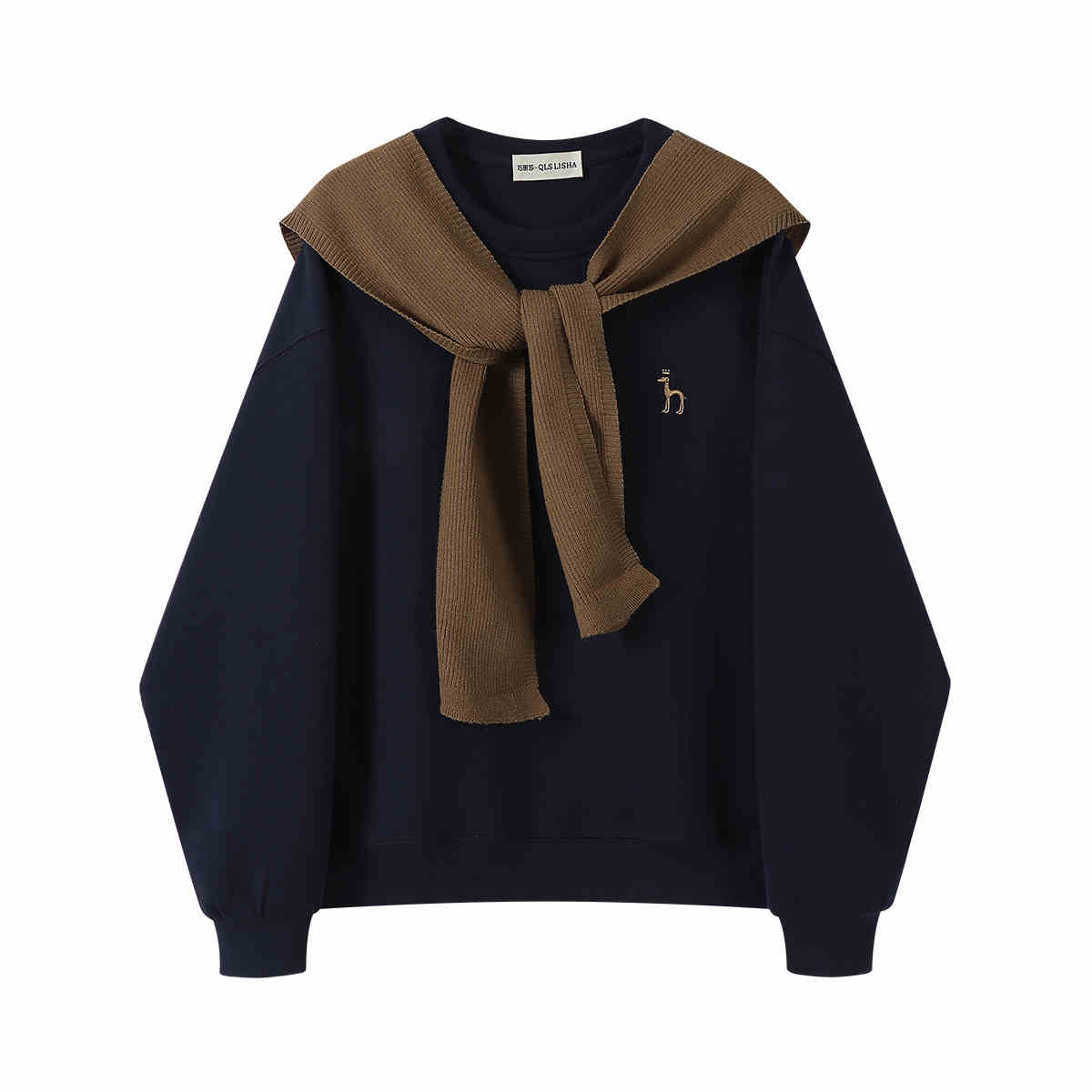 Round Neck Loose Sweatshirt Coat Women's Top