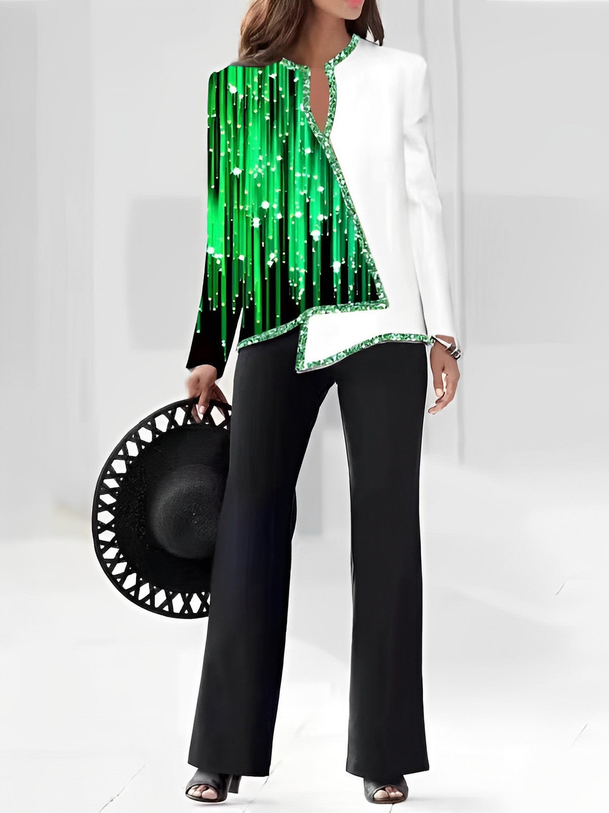 Women's Fashion 3D Digital Printing Shirt And Trousers Suit