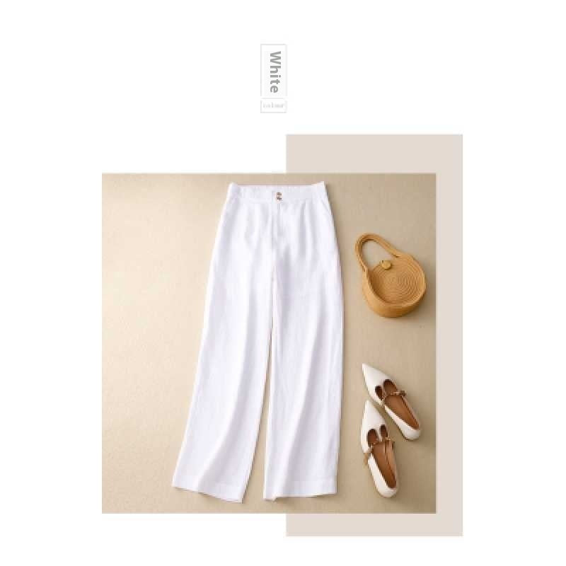 Summer Straight-leg Pants Slimming Versatile Women's Pants Linen Pants