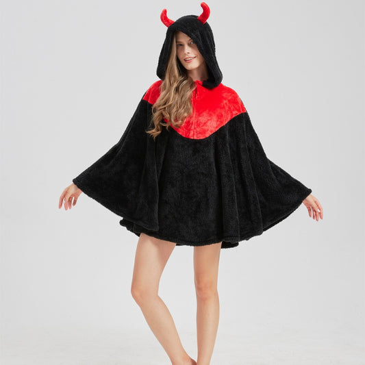 Cartoon Nightgown Halloween Cloak Flannel Little Devil