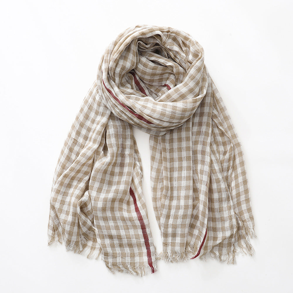 Plaid Scarf Men And Women Cotton Thin