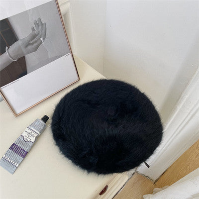 Puffy Fluffy Rabbit Plush Beret Female Filler