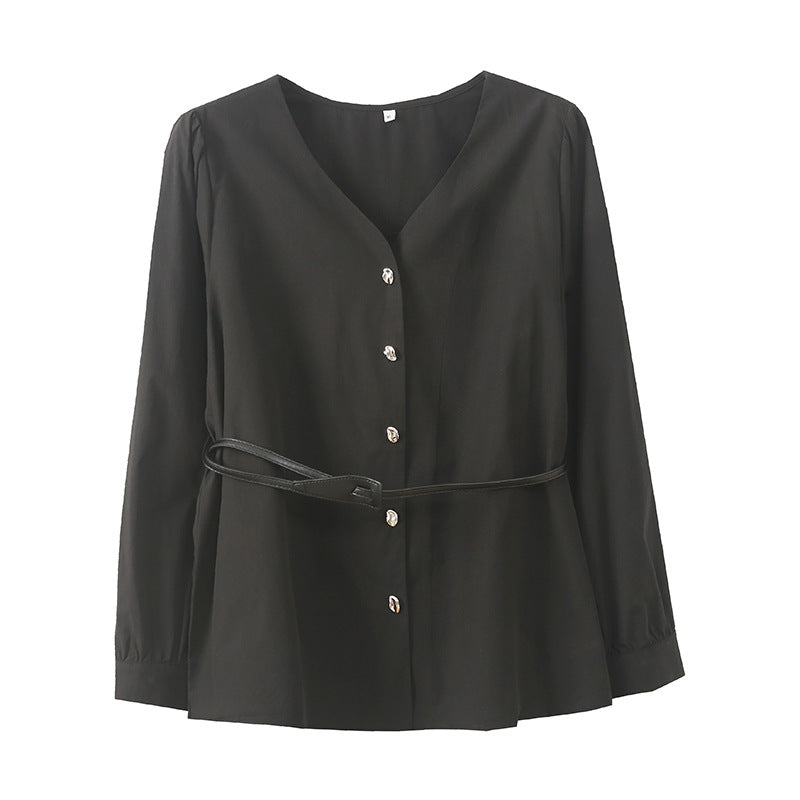Women's Loose Casual V-neck New Waist-tucked Top