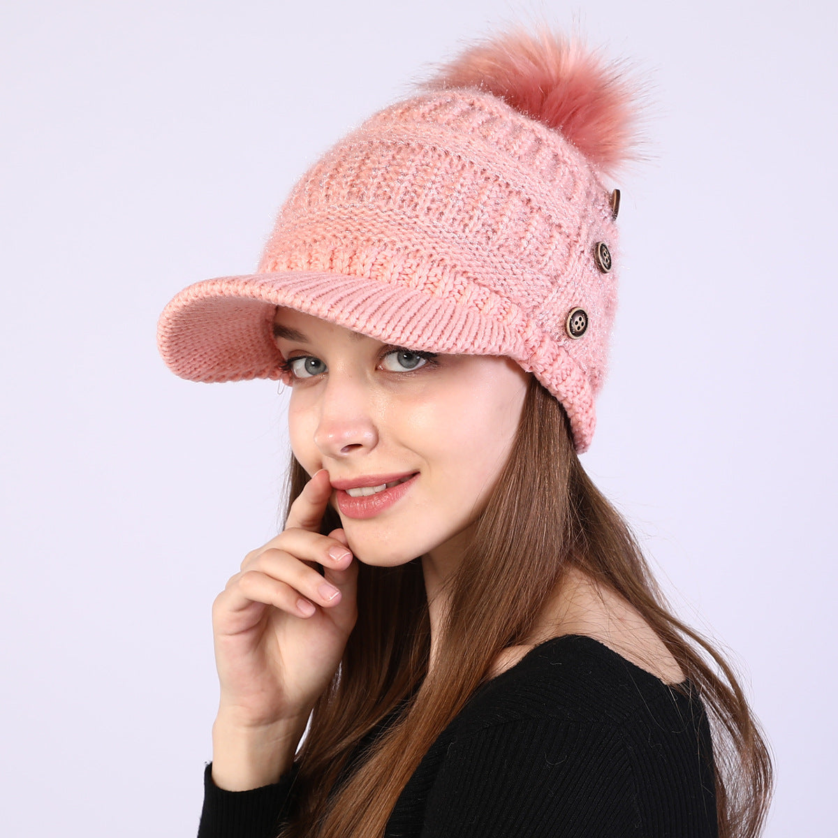 Warm Big  Ball Knitted Wool Hat