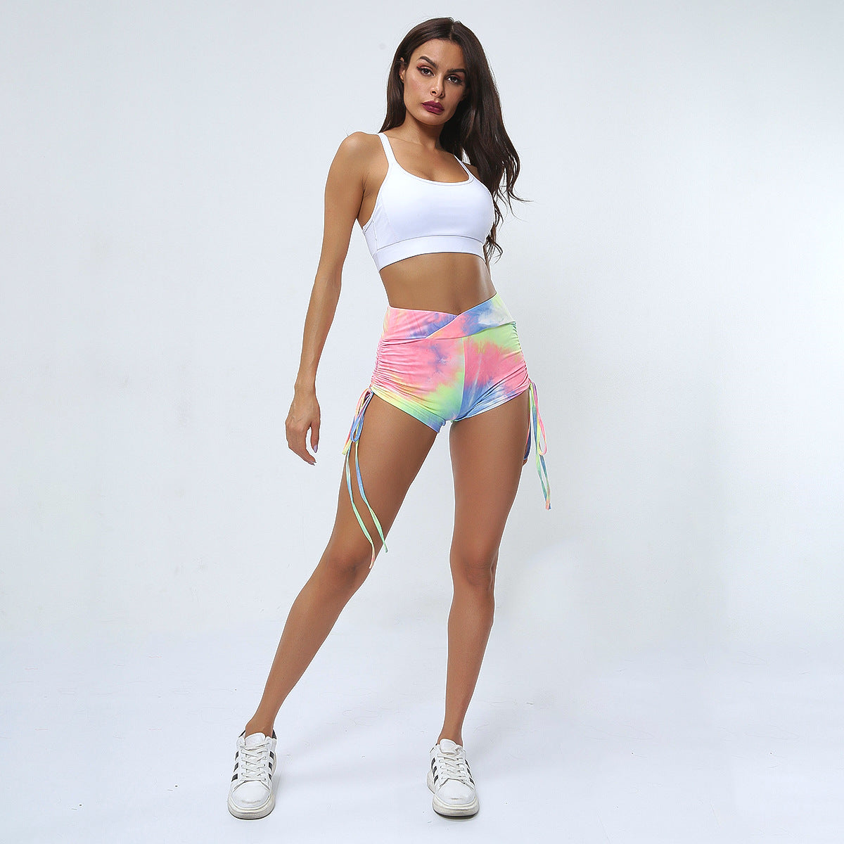 Tie-dye drawstring shorts