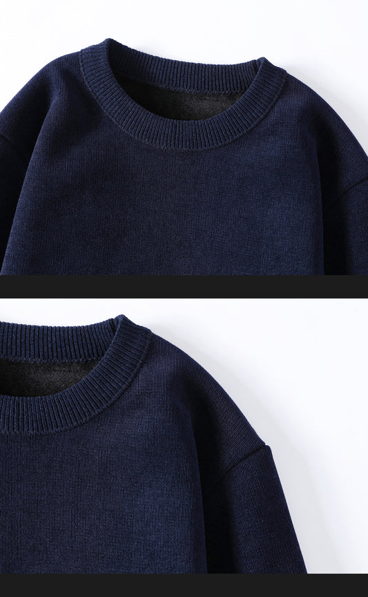 Plush Men's Round Neck Simple Solid Color Sweater