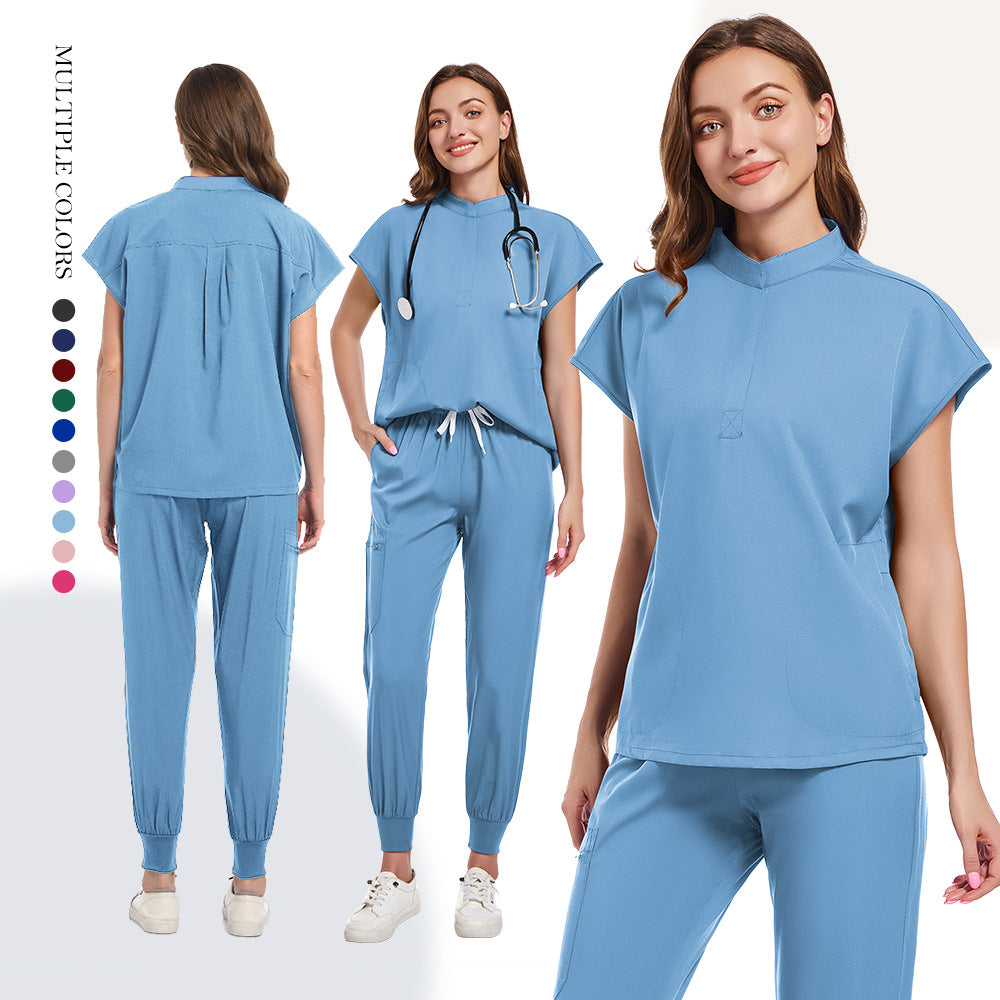 Stretchy, Quick-drying Short-sleeve Scrub Top For Doctors