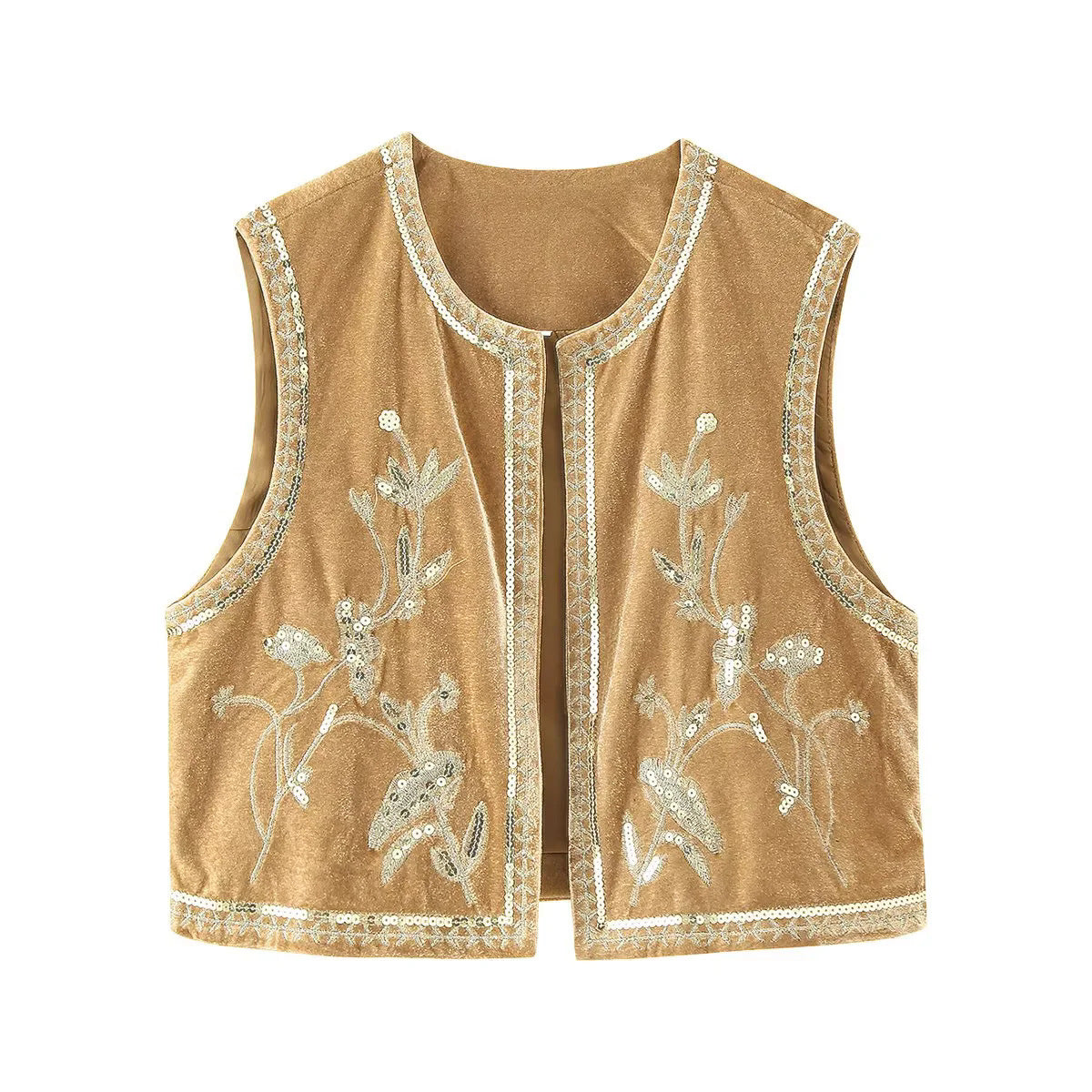 Velvet Beads Decoration Embroidered Women's Coat
