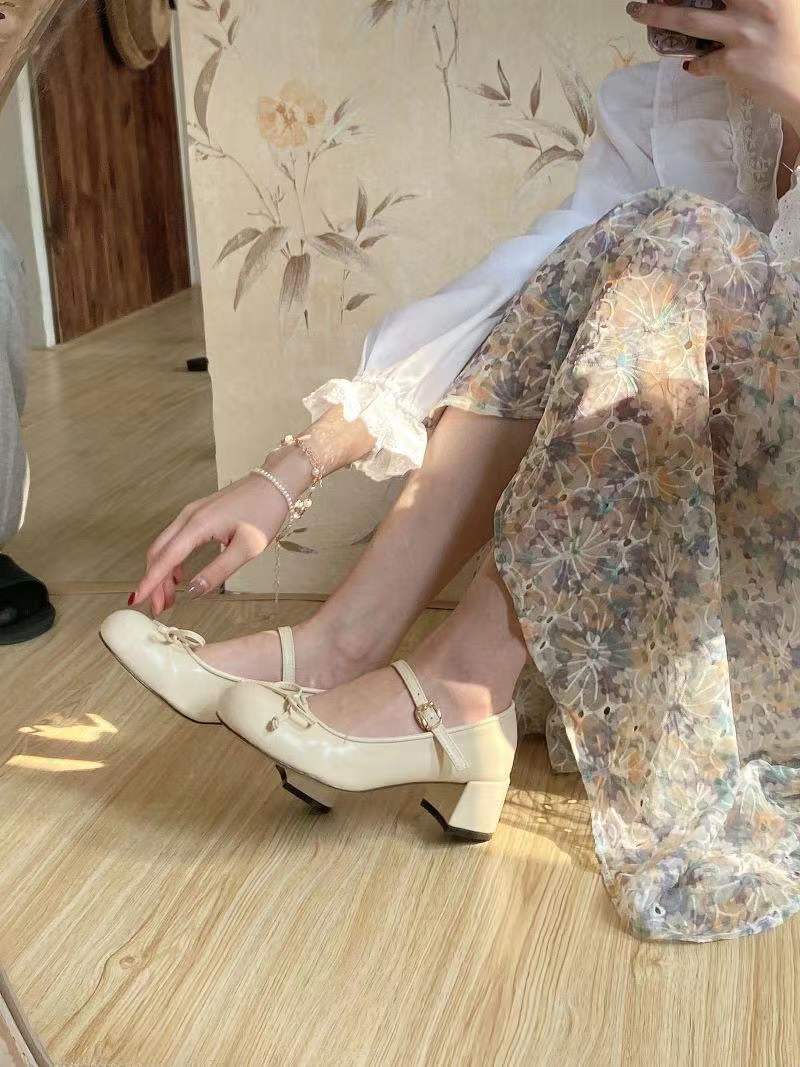 Small Leather Shoes Round Head Lovely Thick With College Wind