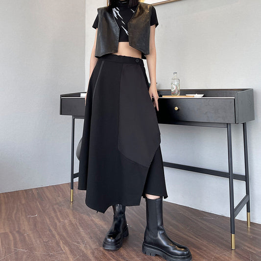 Women's Asymmetric High Waist Zip Split Skirt