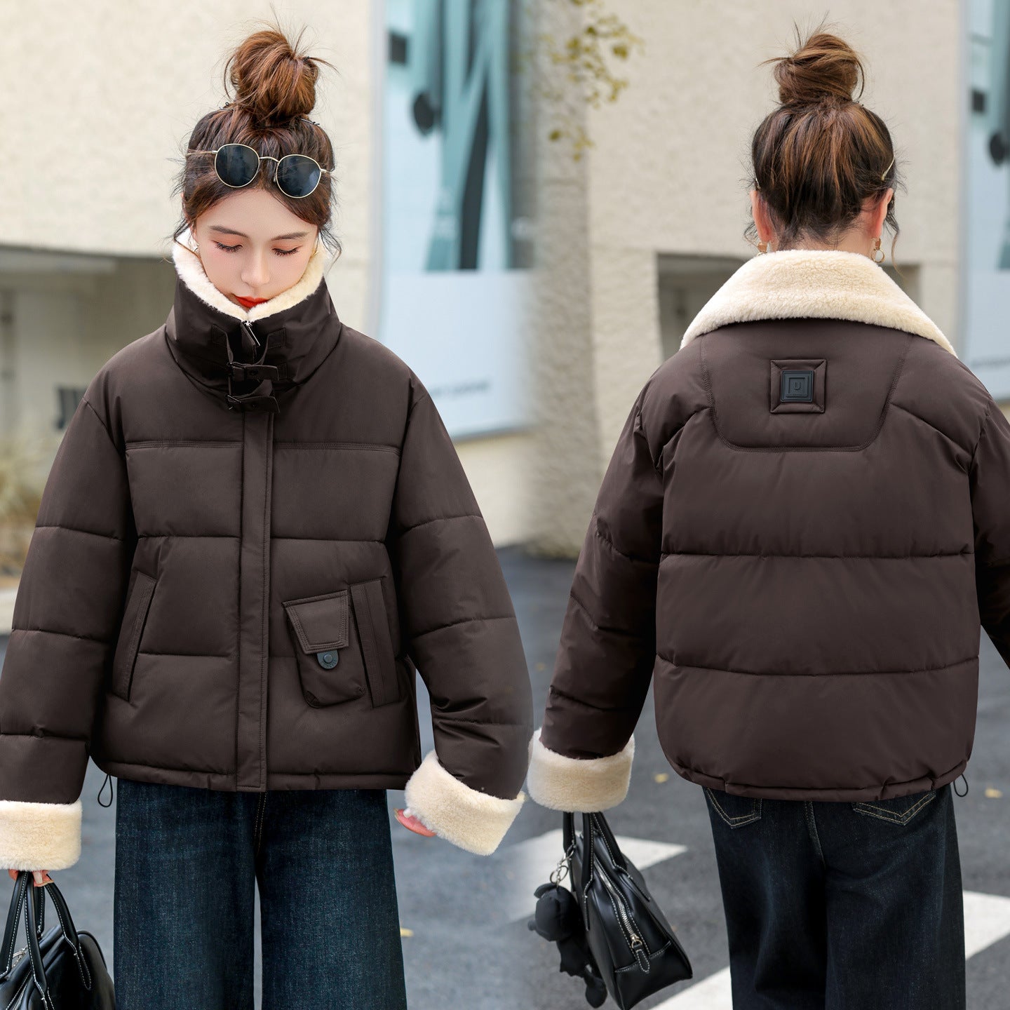 Lamb Wool Large Lapel Korean Style Casual Thickening Coat
