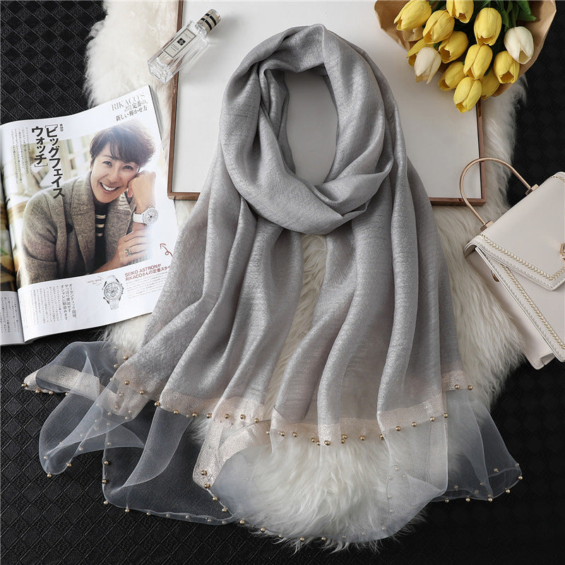 Women's Silk-wool Scarf Solid Color And Versatile