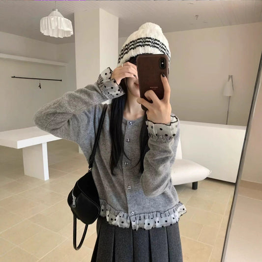 Strikket cardigan til kvinder Løs top i afslappet stil