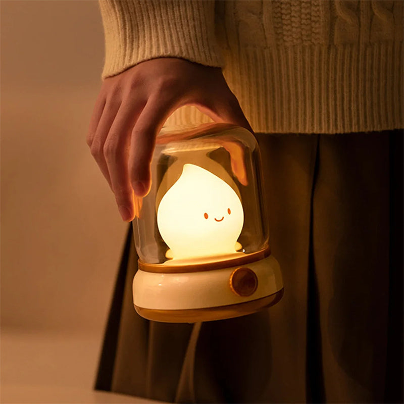 Retro Lille Natlampe Soveværelse Mini Skrivebord LED Sød Natlampe Kreativ USB Genopladelig Bærbar Tegneserie Bordlampe Til Kaffebar Hotel Soveværelse Hjemindretning