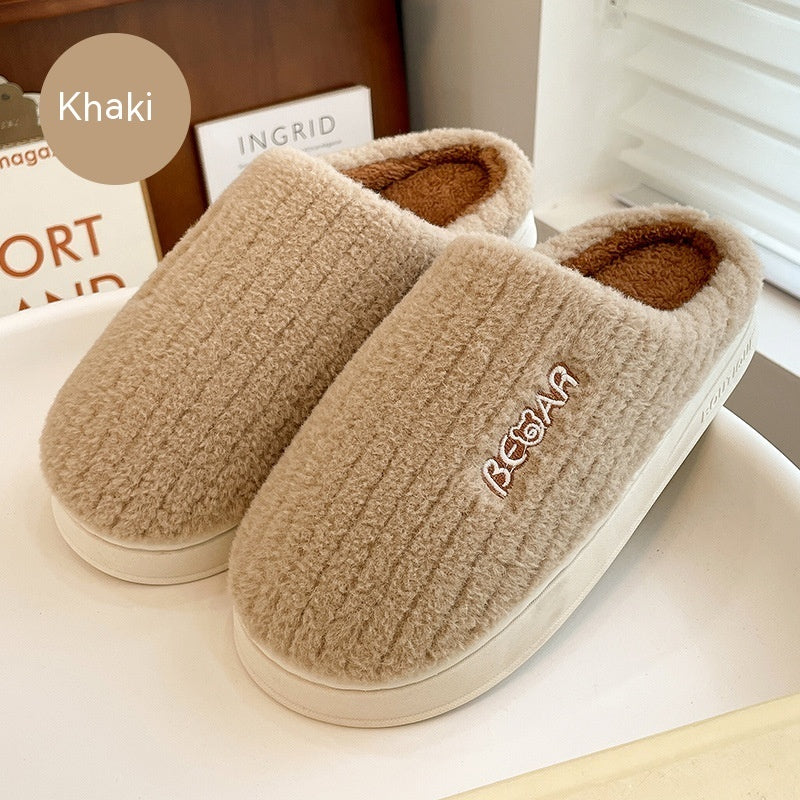 Thick Bottom Indoor Couple Warm Velvet Cotton Slippers