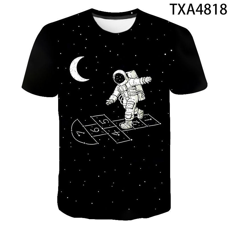 Summer Fashion Astronaut Starry Sky 3D Digital Print T-Shirt