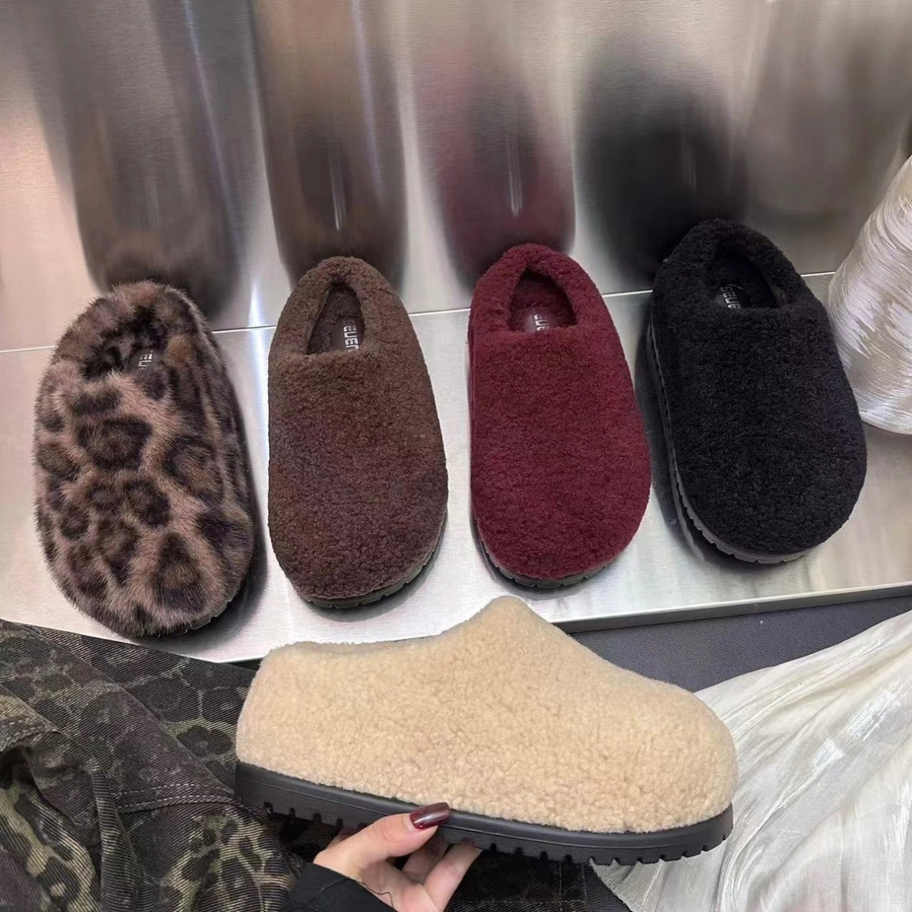 Retro Platform Cotton Shoes Fleece Lined For Women Thick