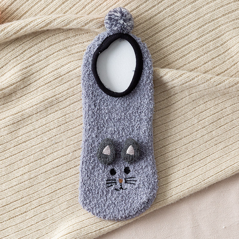 Coral fleece plus fleece padded floor boat socks