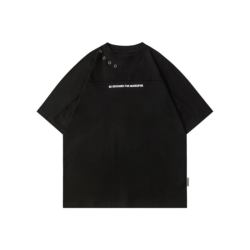 Heavy American Retro Small Neckline Ins Short Sleeve