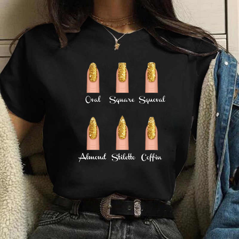 Halværmet Trendy Vintage Print Kortærmet Dame