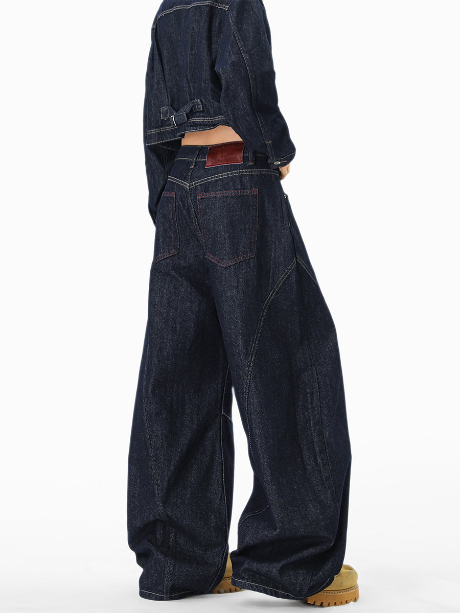 American-style Machete-cut Denim Jeans Retro And Relaxed-fit