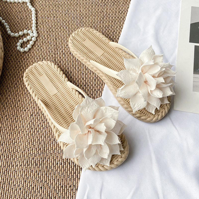 Gentle Woman Blomster All-matching Flade Sko Skridsikre Strandsandaler